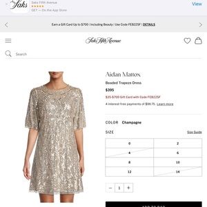 Saks Fifth Avenue Aidan Mattox Beaded Trapeze Dress